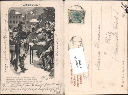 178103,Reklame AK Werbekarte Werbung Trompeter Trompete