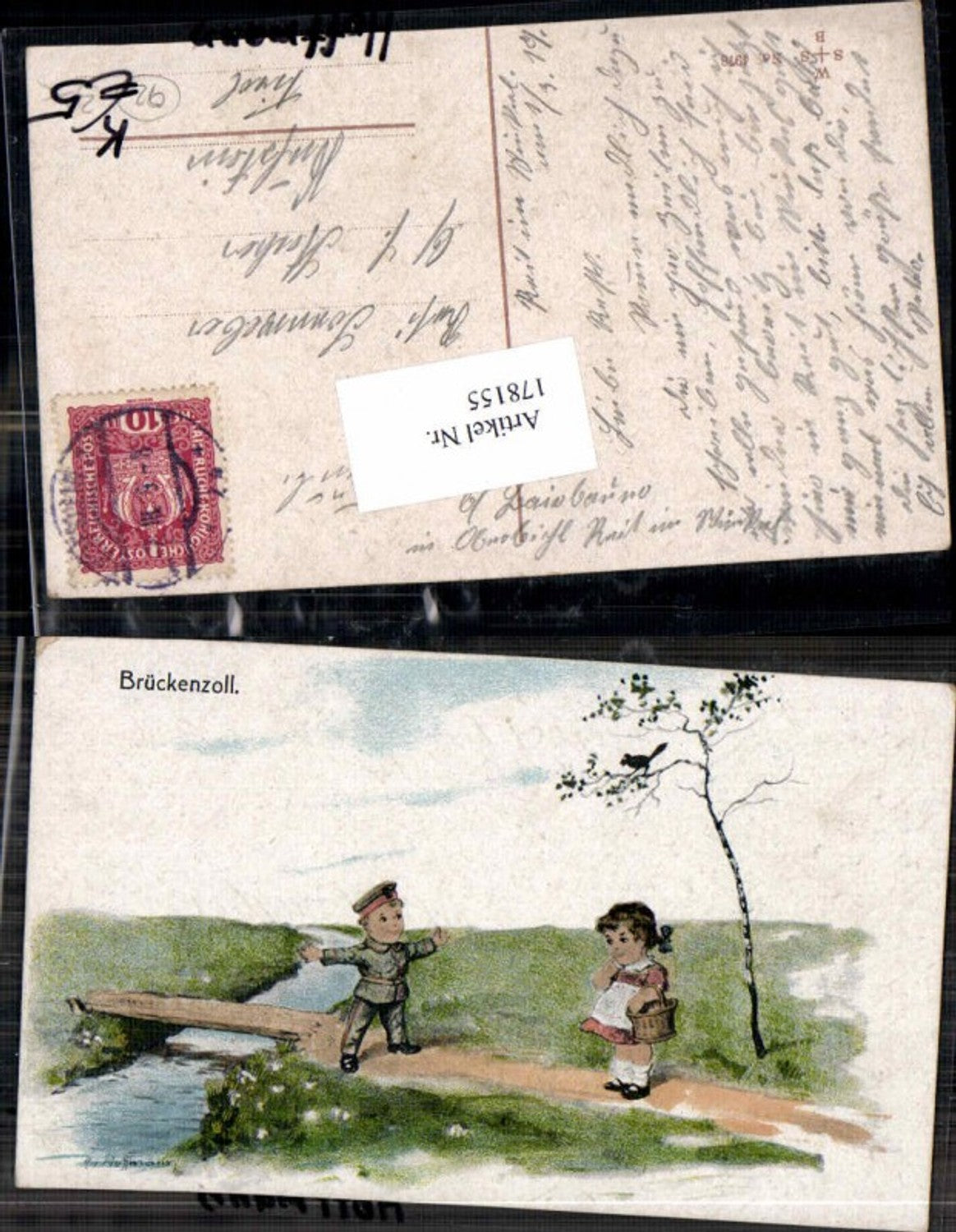 178155,Künstler AK Ad. Hoffmann Kindersoldat Kind Uniform Brückenzoll Junge
