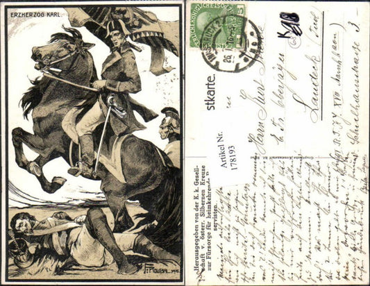 178193,Künstler AK R. Roubal Erzherzog Karl v. Österreich Pferd Schlacht Fürsorge Silbernen Kreuze