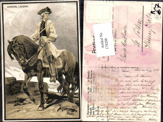 178208,Künstler AK F. Roubal General Laudon am Pferd m. Degen