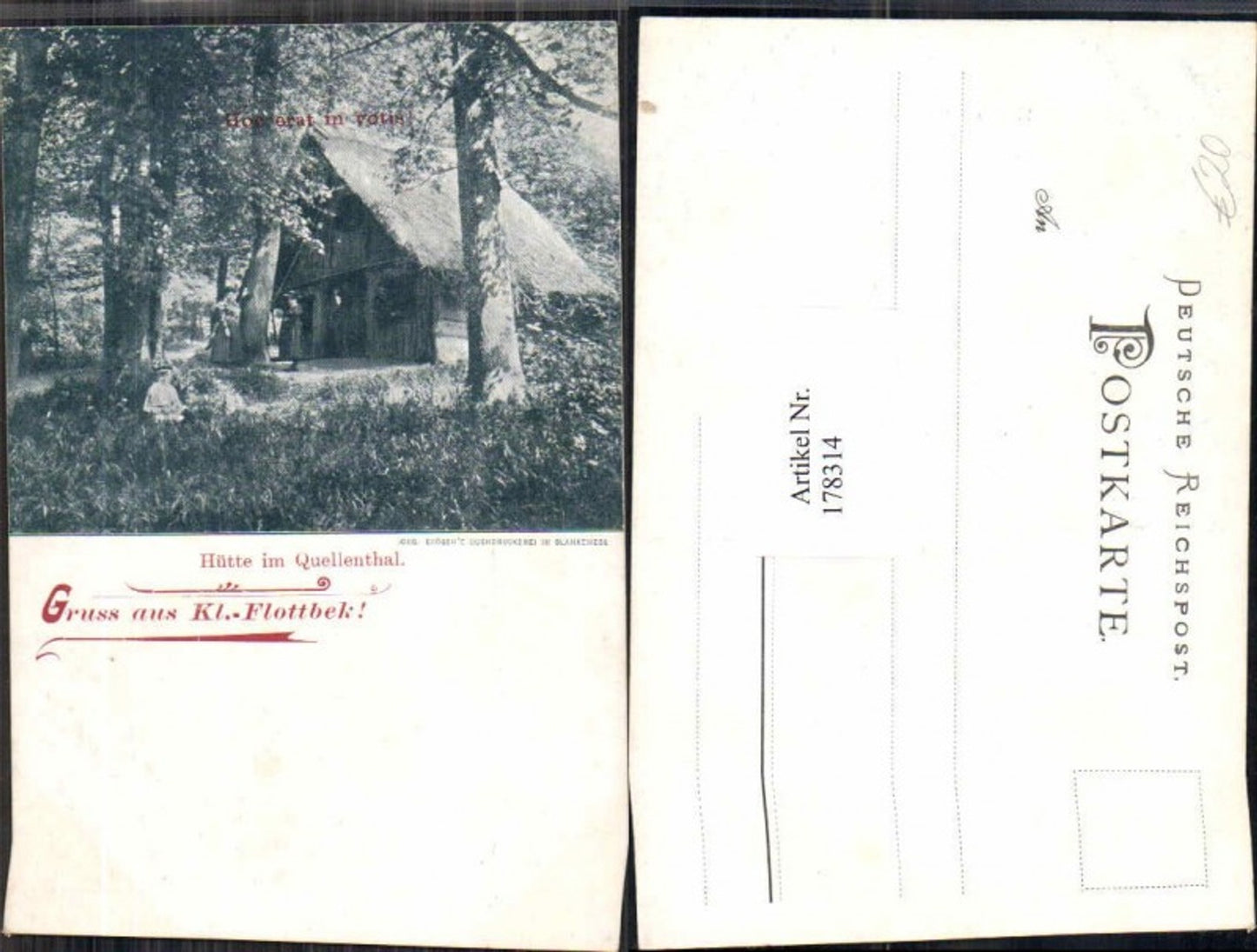 178314,Gruss aus Kl. Flottbek Hütte im Quellental Hamburg