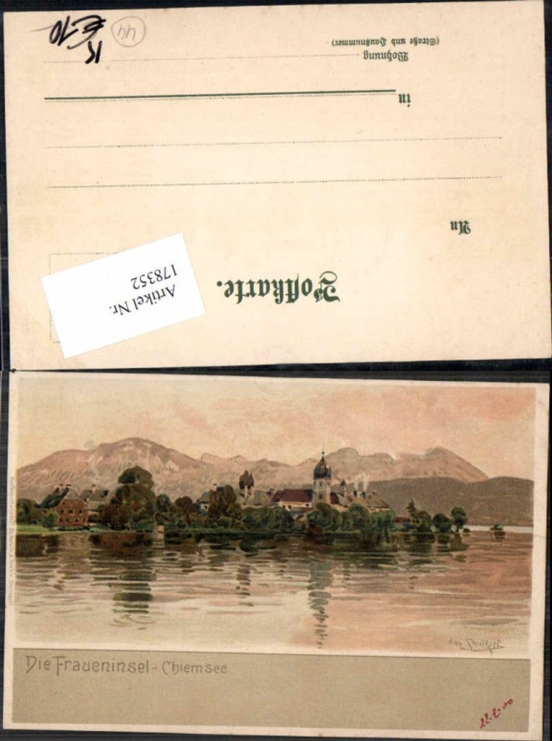 178352,Künstler Litho Otto Strützel Fraueninsel Chiemsee