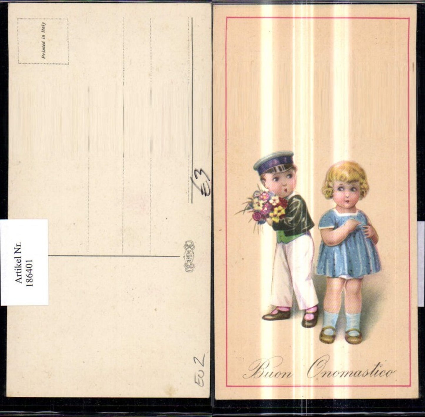 186401,Kinder m. Blumenstrauß Blumen Boun Onomastico