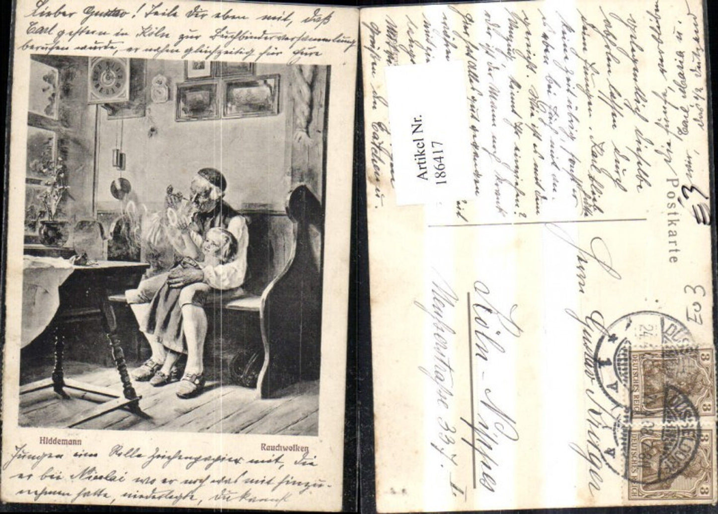 186417,Kind m. Alten Mann Pfeife Rauchwolken