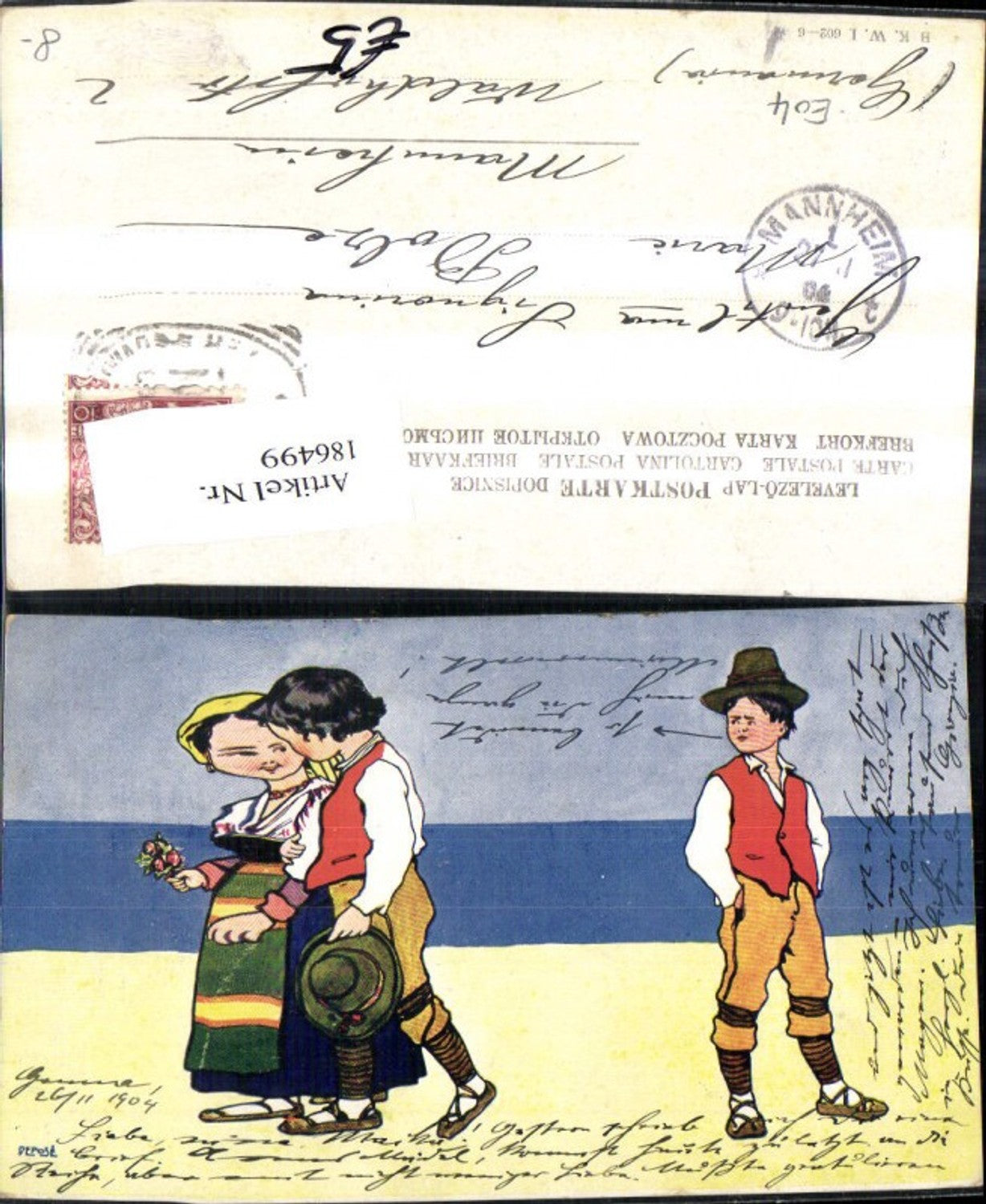 186499,Kind Mädchen m. Jungen Eifersucht a. Strand Typen Tracht
