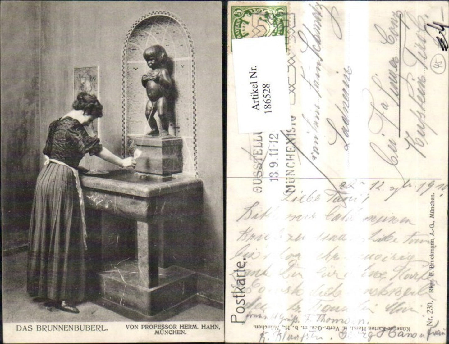 186528,München Brunnenbuberl Frau Brunnen