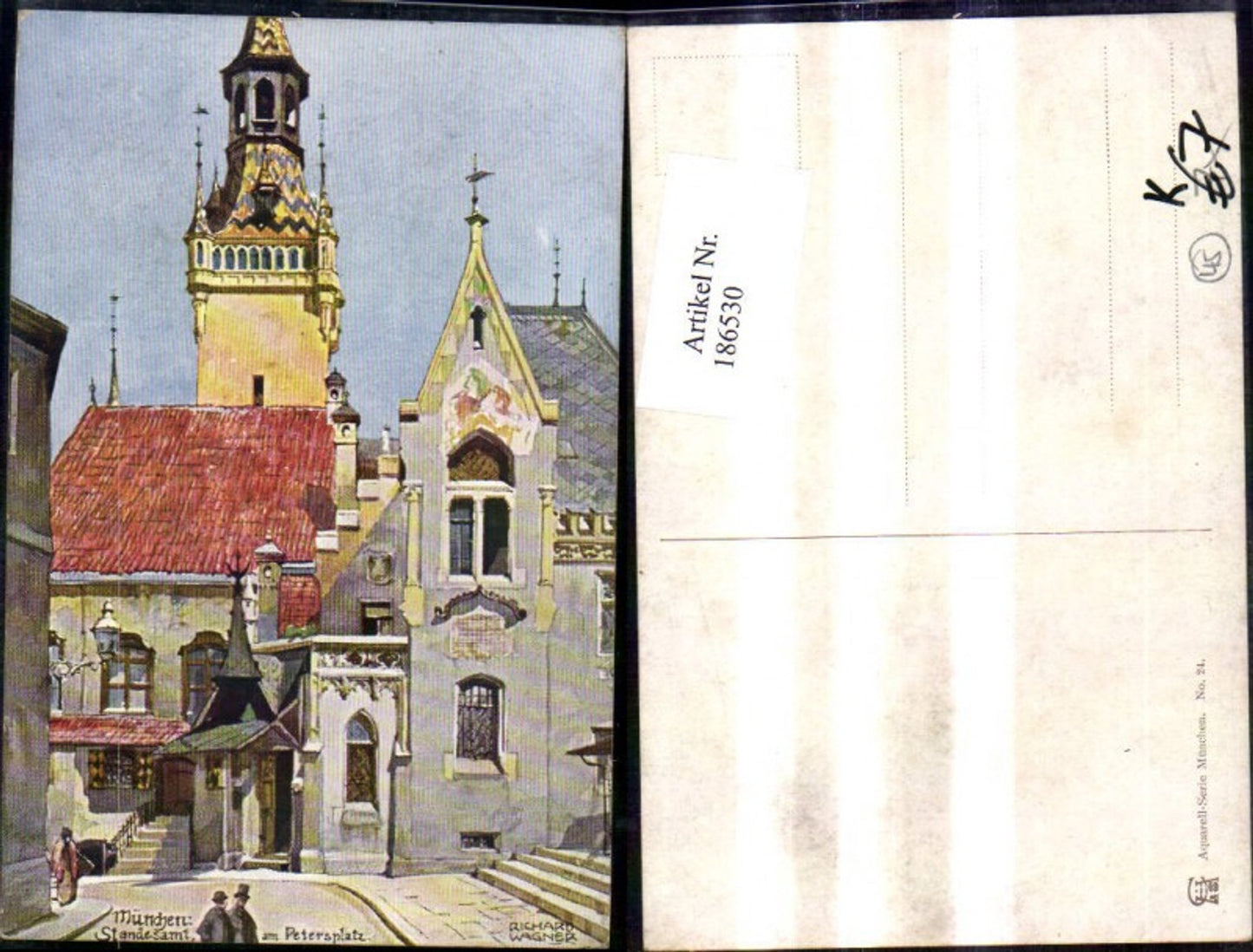 186530,Künstler Ak Richard Wagner München Standesamt a. Petersplatz