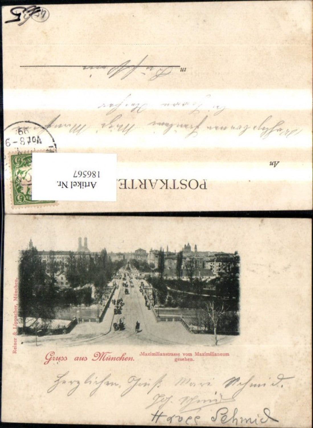 186567,München Maximilianstrasse v. Maximilianeum gesehen