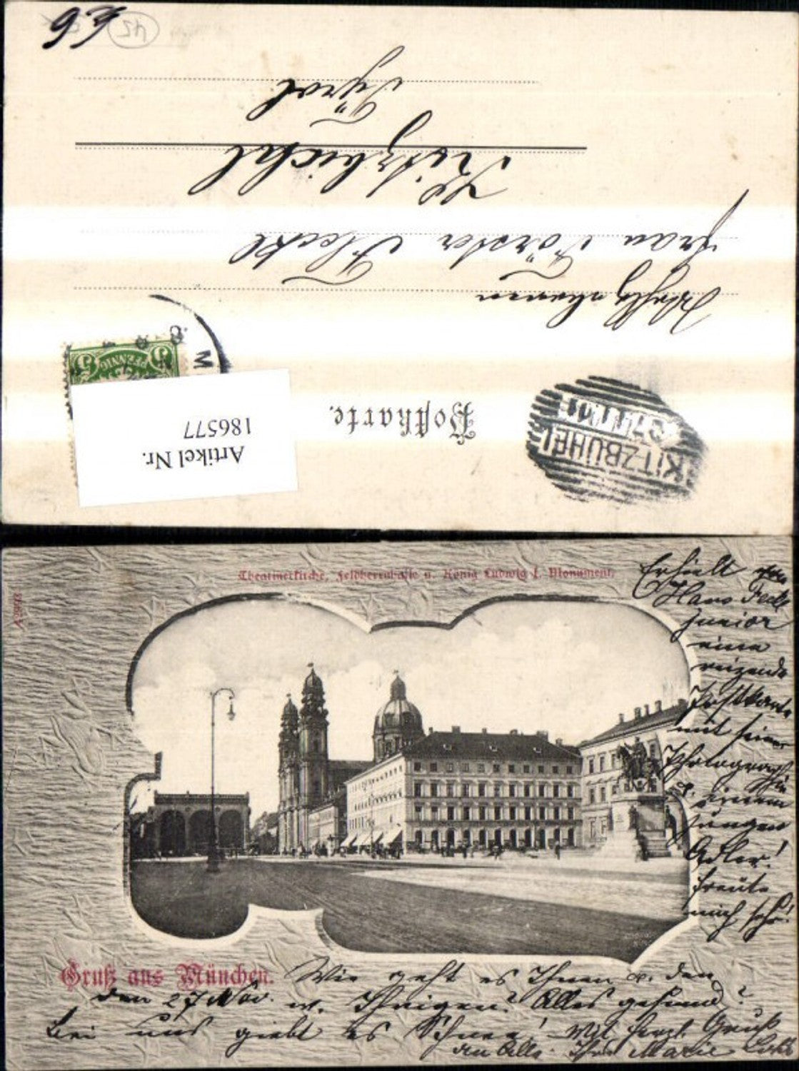 186577,München Feldherrenstrasse u. König Ludwig I Monument Passepartout