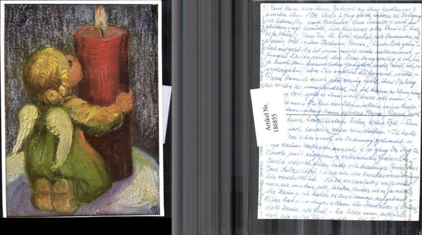 186855,Künstler AK M. Spötl Schwaz 375 Ein Freudenlicht Engel Kerze