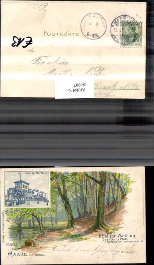 186907, Litho AK Hamburg Partie ad Haake Hotel zur Wartburg Multi-view postcard