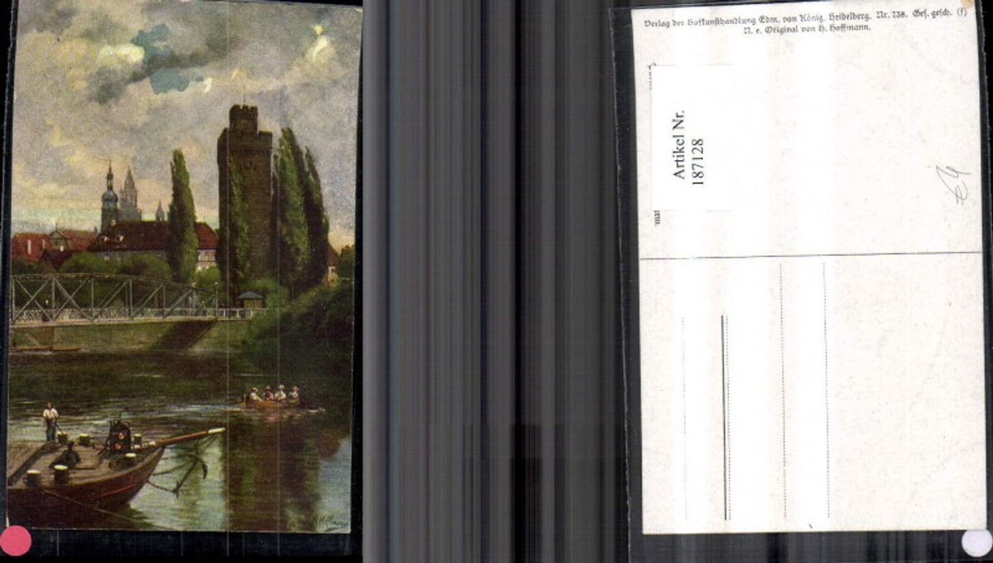 187128,Künstler Ak Heinrich Hoffmann Heilbronn Partie a. Neckar m. d. Götzenturm