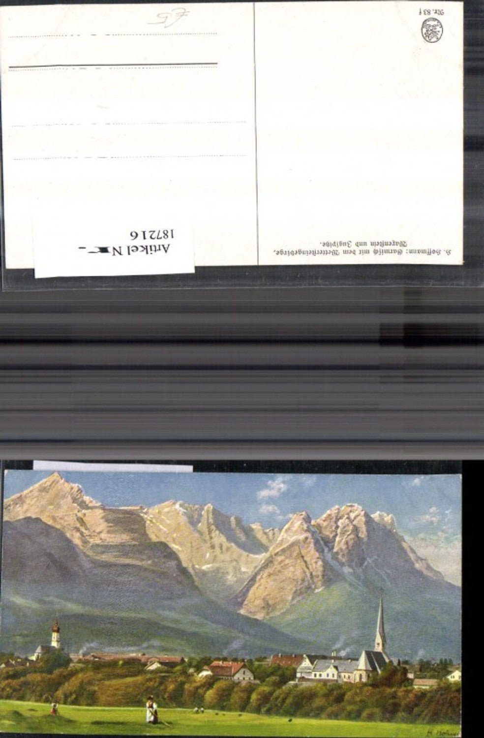 187216,Künstler Ak Heinrich Hoffmann Garmisch m. d. Wettersteingebirge Warenstein u. Zugspitze