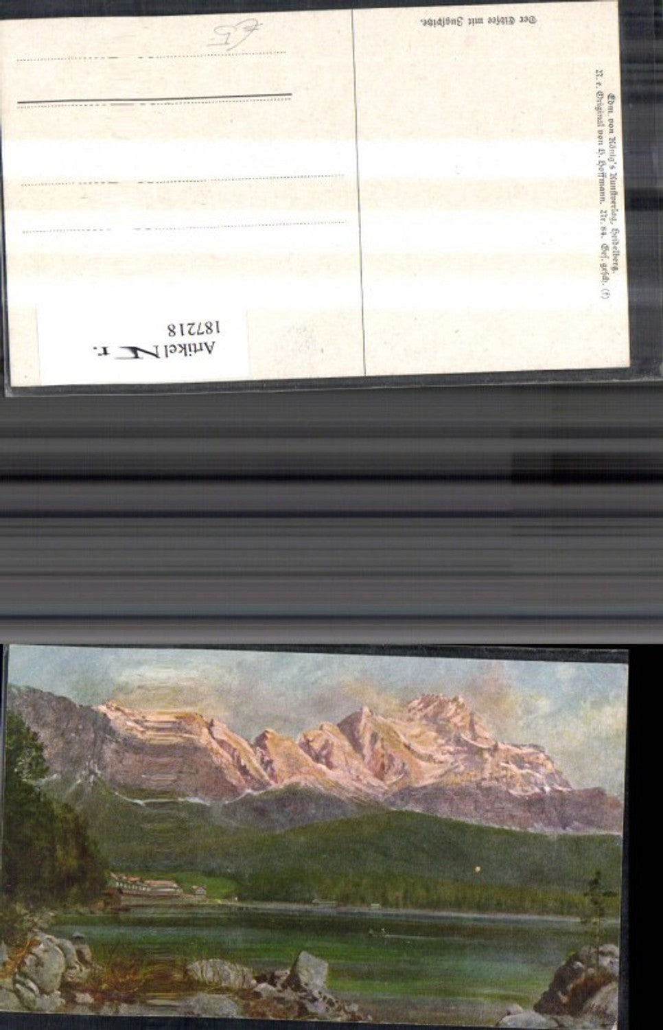 187218,Künstler Ak Heinrich Hoffmann Der Eibsee m. Zugspitze