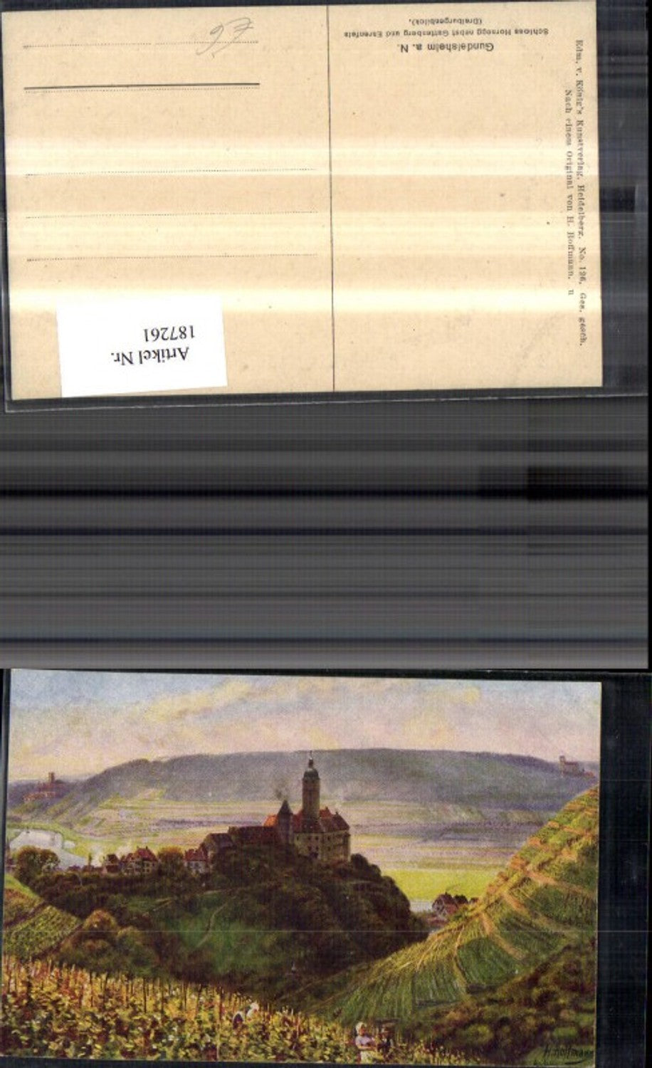 187261, Artist Heinrich Hoffmann Gundelsheim am Neckar Hornegg Castle along with Guttenberg and Ehrenfels