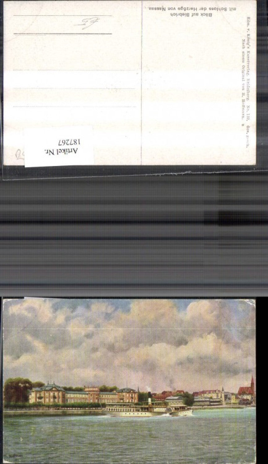 187267,Künstler Ak Heinrich Hoffmann Blick a. Biebrich m. Schloß d. Herzöge v. Nassau