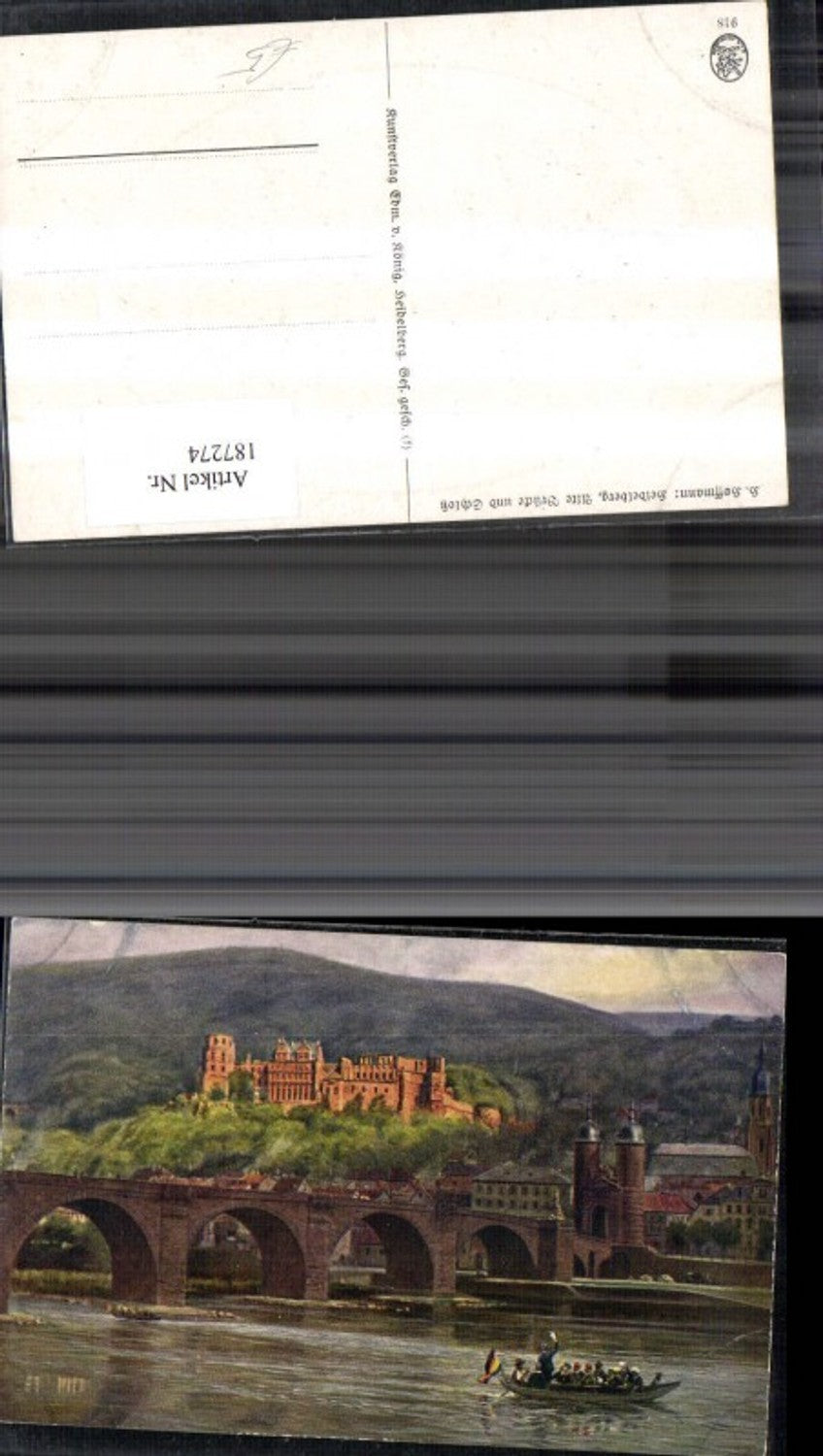 187274, Artist Heinrich Hoffmann Heidelberg Old Bridge and Castle