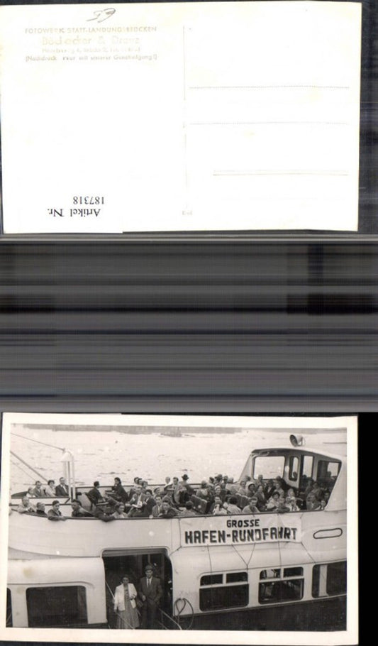 187318,Hamburg Foto Ak Schiff m. Personen Grosse Hafenrundfahrt