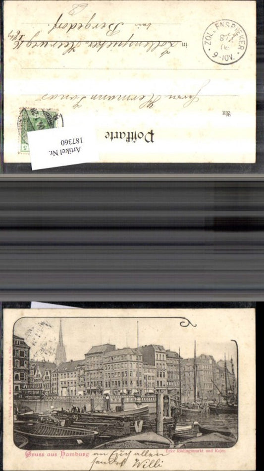 187360,Hamburg Ecke Rödingsmarkt u. Kajen Schiffe Boote