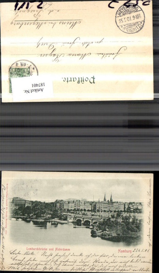 187401,Hamburg Lombardsbrücke u. Alsterdamm