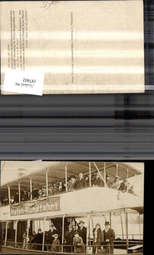 187402,Hamburg Foto Ak Hafenrundfahrt Schiff m. Personen