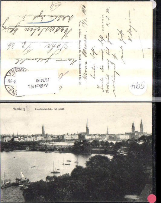 187498, Hamburg Lombardsbrücke m. Stadt