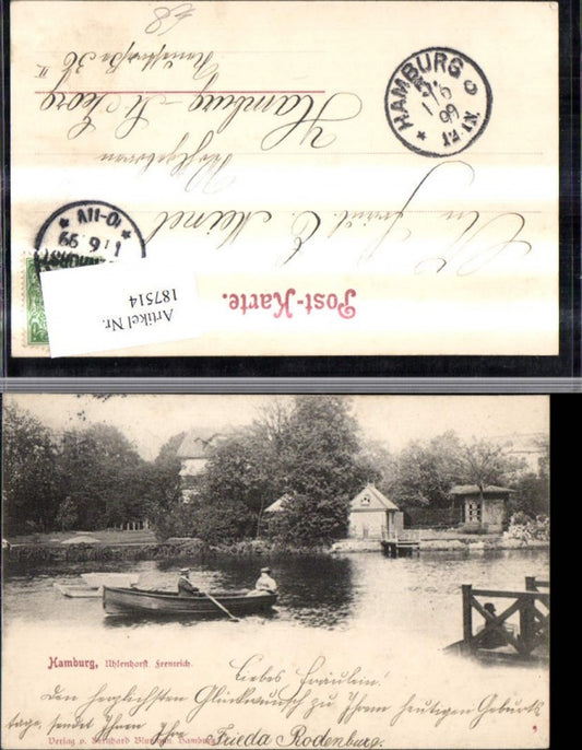187514, Hamburg Uhlenhorst Feenteich with rowing boat