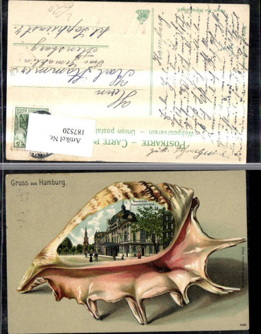 187520, Hamburg embossing lithograph passepartout shell Deutsches Schauspielhaus