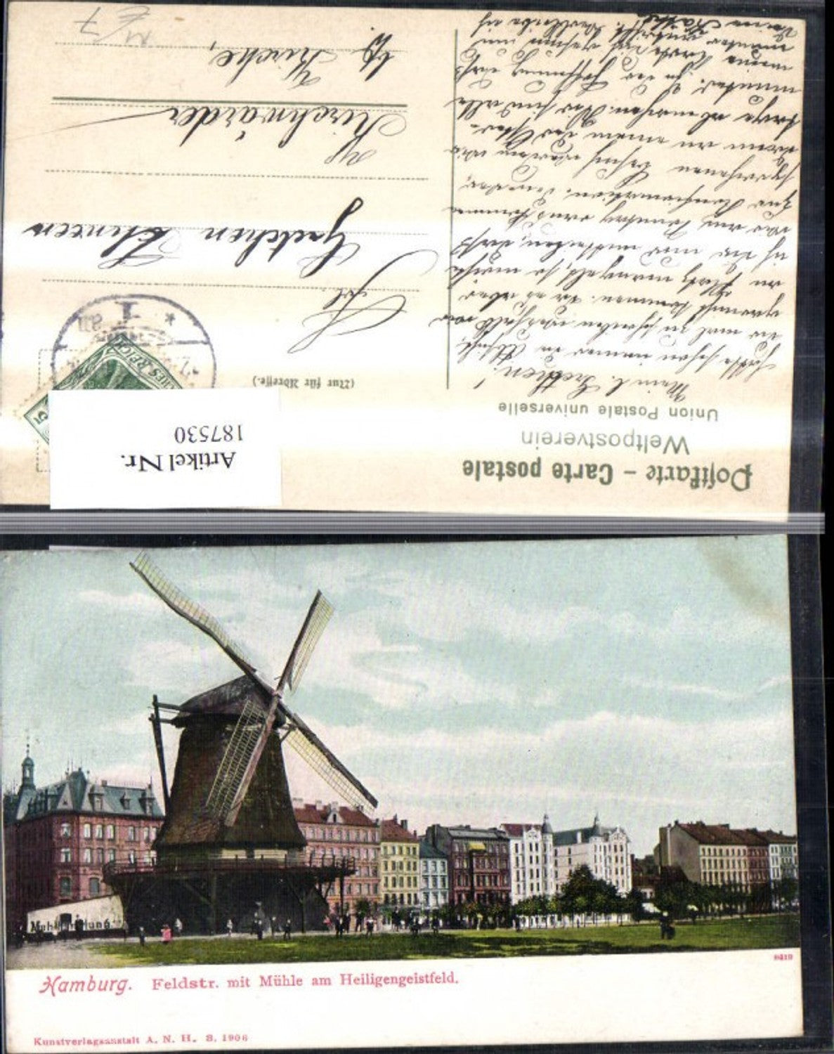 187530,Hamburg Feldstrasse m. Mühle a. Heiligengeistfeld Windmühle