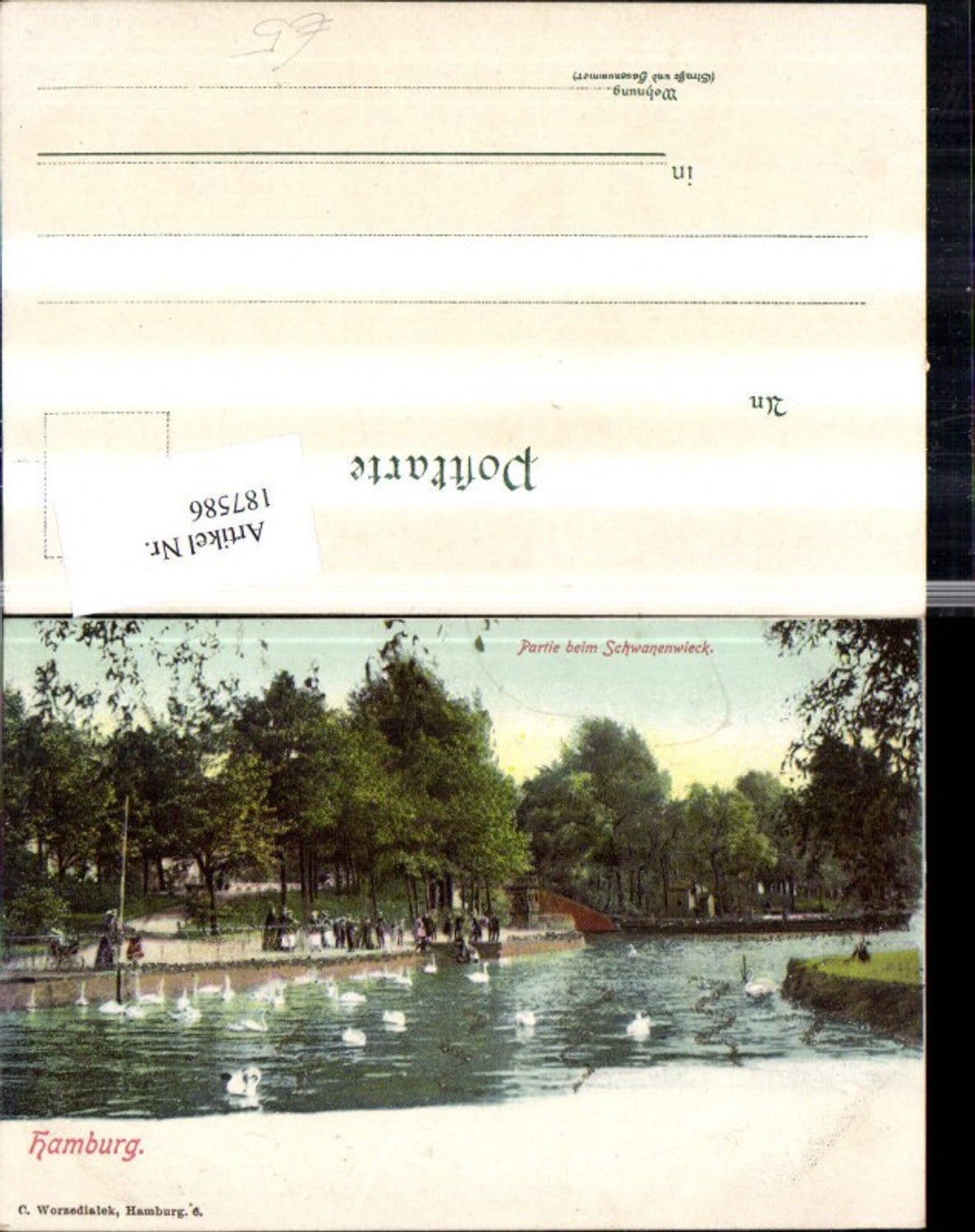 187586,Hamburg Partie b. Schwanenwieck Schwäne