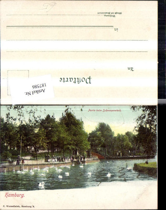 187586,Hamburg Partie b. Schwanenwieck Schwäne