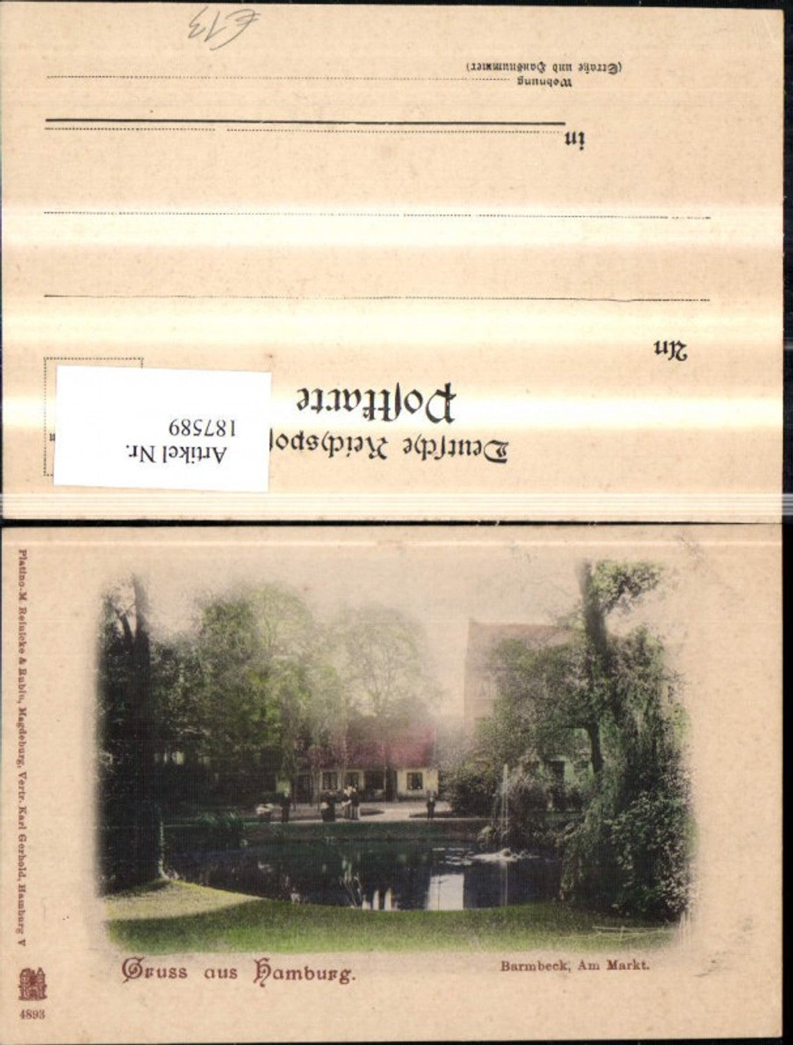 187589, Greetings from Hamburg Barmbeck Am Markt
