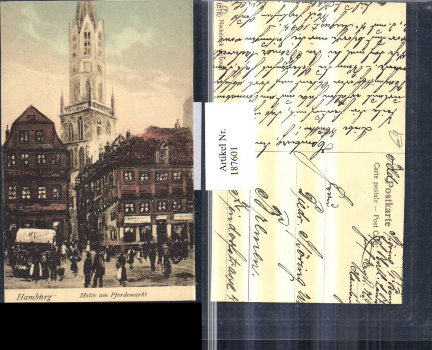 187601,Hamburg Motiv am Pferdemarkt Straßenansicht Kirchenturm Leute