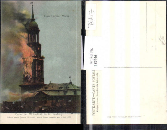 187646,Hamburg Brand d. Michaeliskirche Kirche 3. Juli 1906