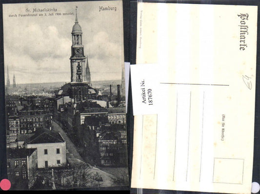187670,Hamburg Gr. Michaeliskirche Kirche Ortsansicht Brand am 3. Juli 1906