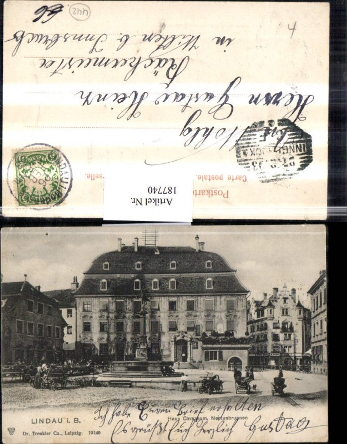 187740,Lindau i. B. Haus Cavazeum Neptunbrunnen Brunnen