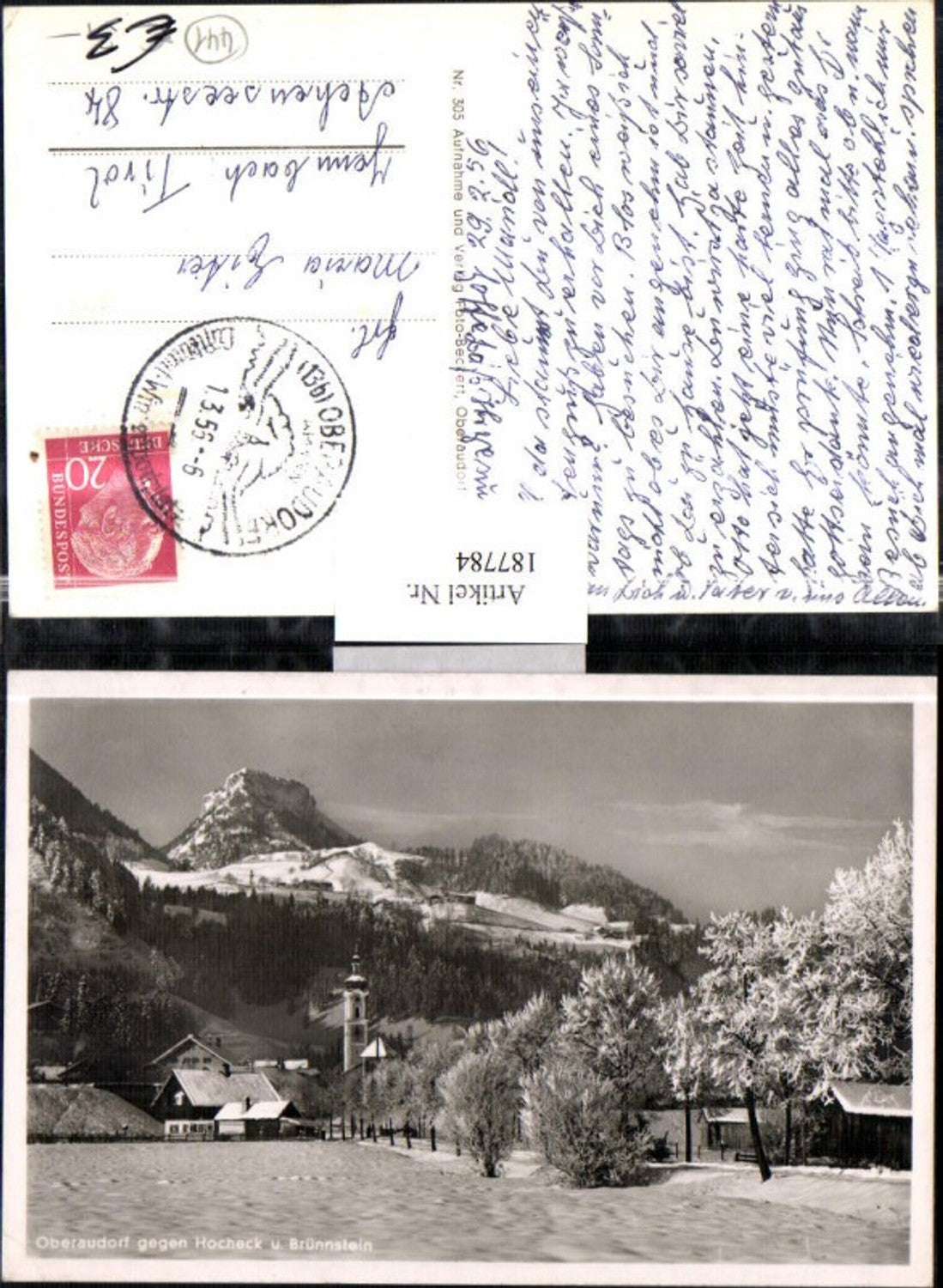 187784,Oberaudorf geg. Hocheck u. Brünnstein Kirchenturm