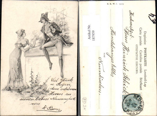 187959,Glückwunsch Frau u. Mann sitzt a. Mauer
