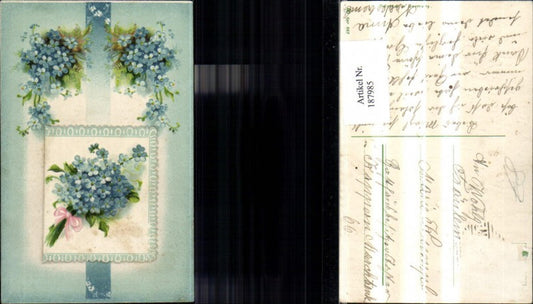187985, Congratulations embossed postcard with fold-out letter and flowers