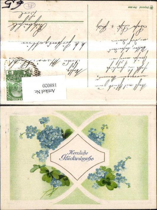 188020,Glückwunsch Präge Ak Blumen Kleeblatt Goldverzierung