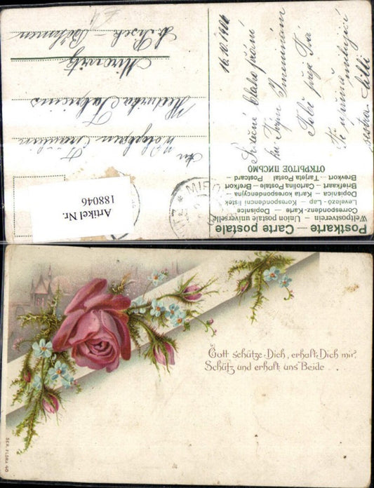 188046, Congratulations Castle Saying Flowers Vine Rose