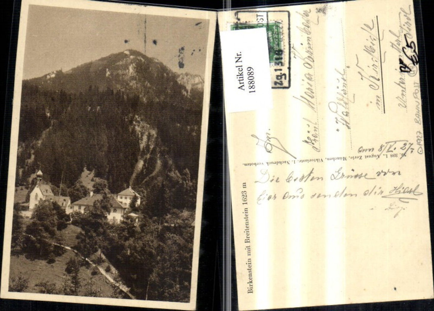 188089,Birkenstein m. Breitenstein Fischbachau Bahnpost Zug 1318 Bayrischzell München Dt. Bahnpost
