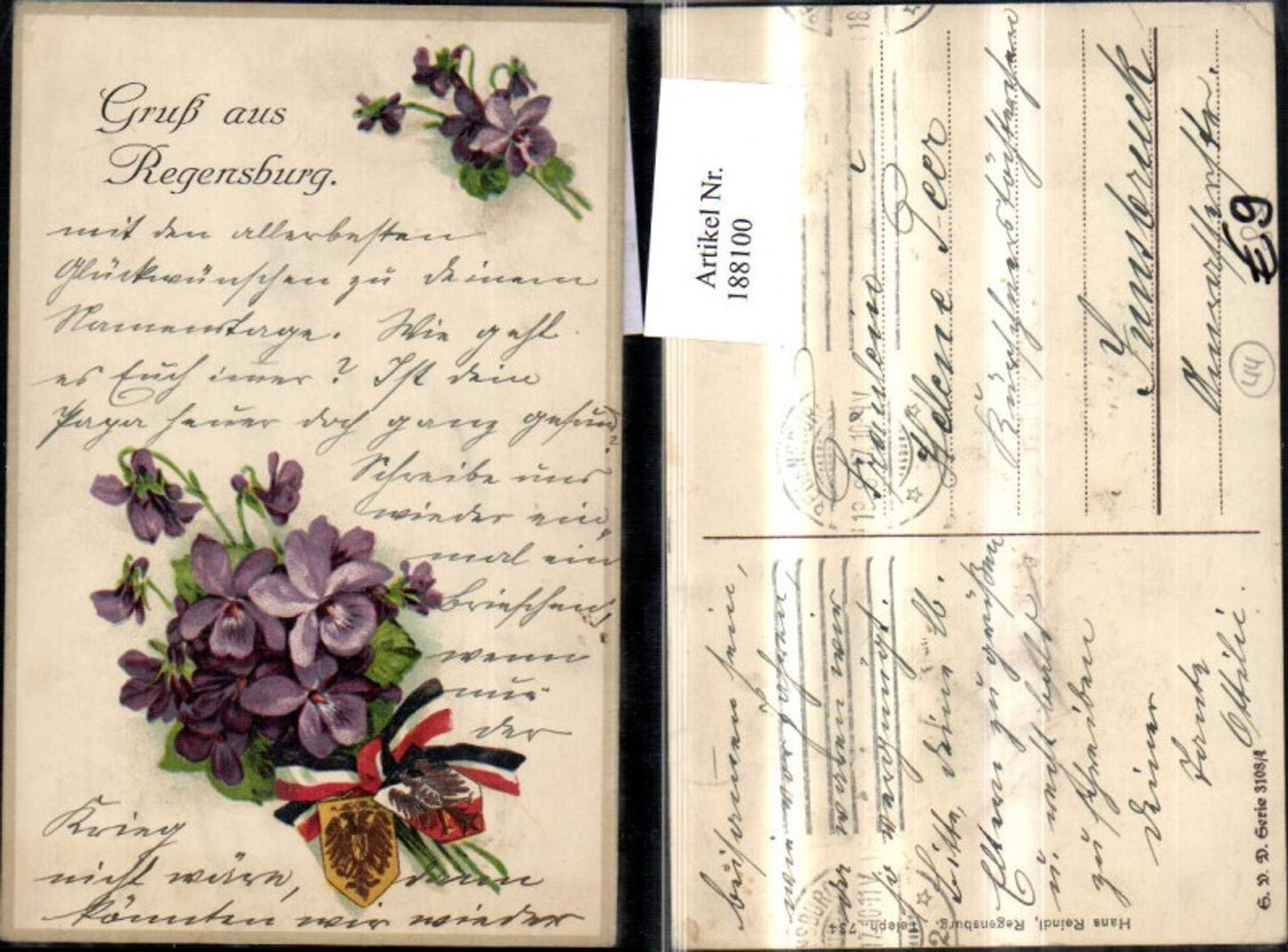 188100,Regensburg Gruß Blumen Wappen Schleife