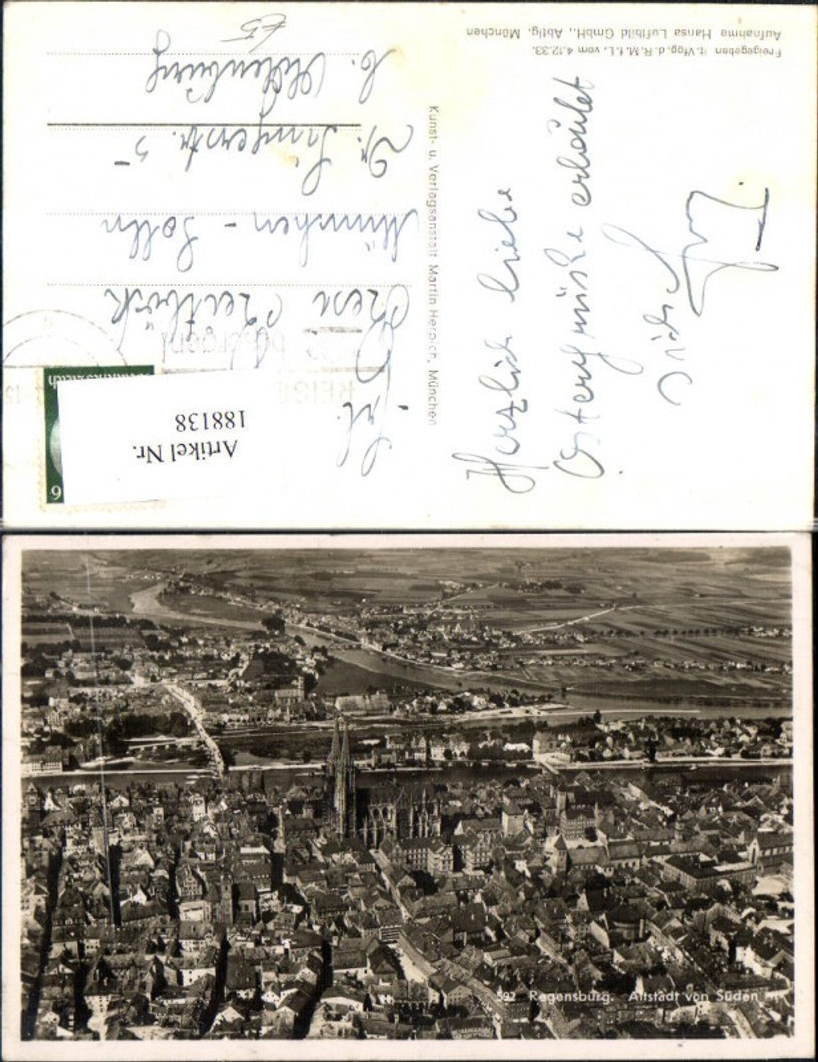 188138,Regensburg Altstadt v. Süden Fliegeraufnahme