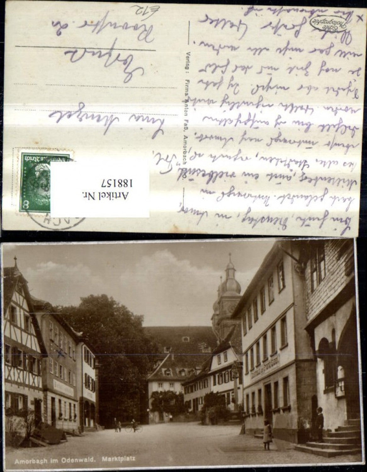 188157,Amorbach i. Odenwald Marktplatz Foto Ak m. Personen
