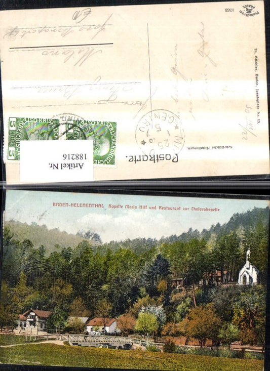 188216,Baden Helenenthal Kapelle Maria Hilf u. Restaurant z. Cholerakapelle Helenental