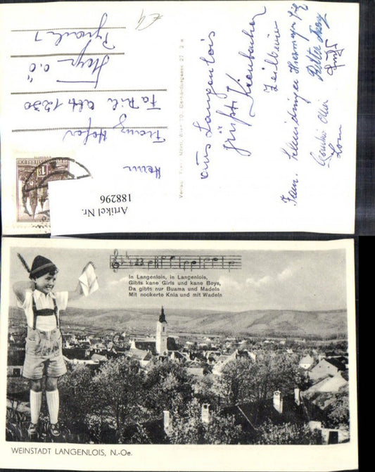 188296,Langenlois Fotomontage m. Junge Bub Liedtext Noten
