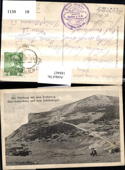 188467,Der Thörlweg m. d. Erzherzog Otto-Schutzhaus u. d. Jakobskogel b. Reichenau