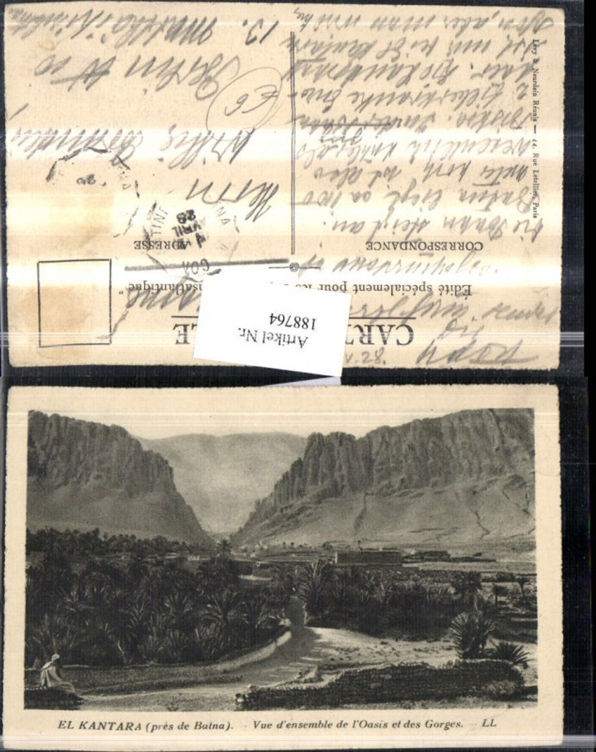 188764,Algerien Algerie El Kantara b. Batna Vue densemble de lOasis et des Gorges Ansicht