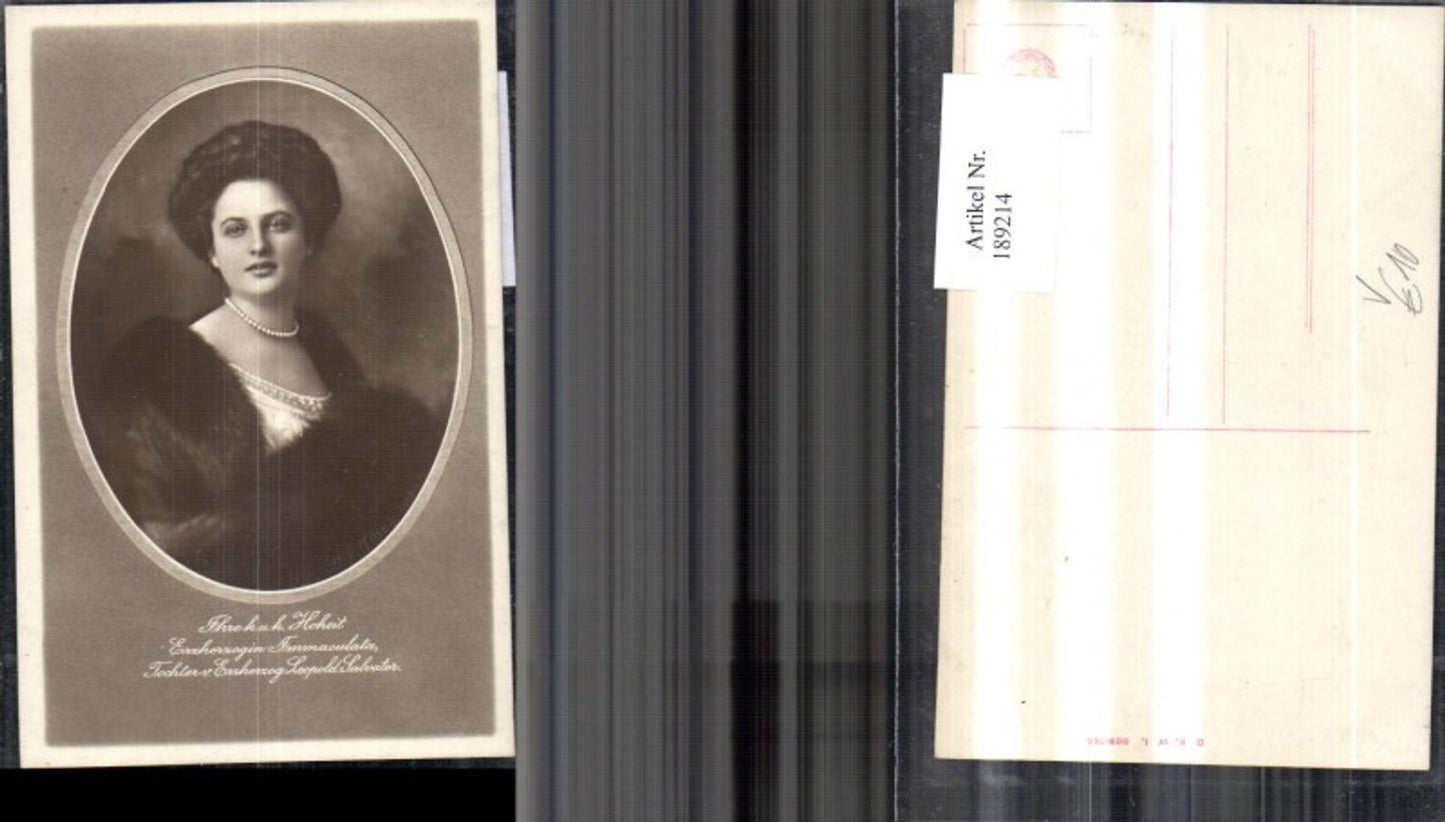 189214,Erzherzogin Maria Immaculata Tochter v. Erzherzog Leopold Salvator pub B.K.W. I